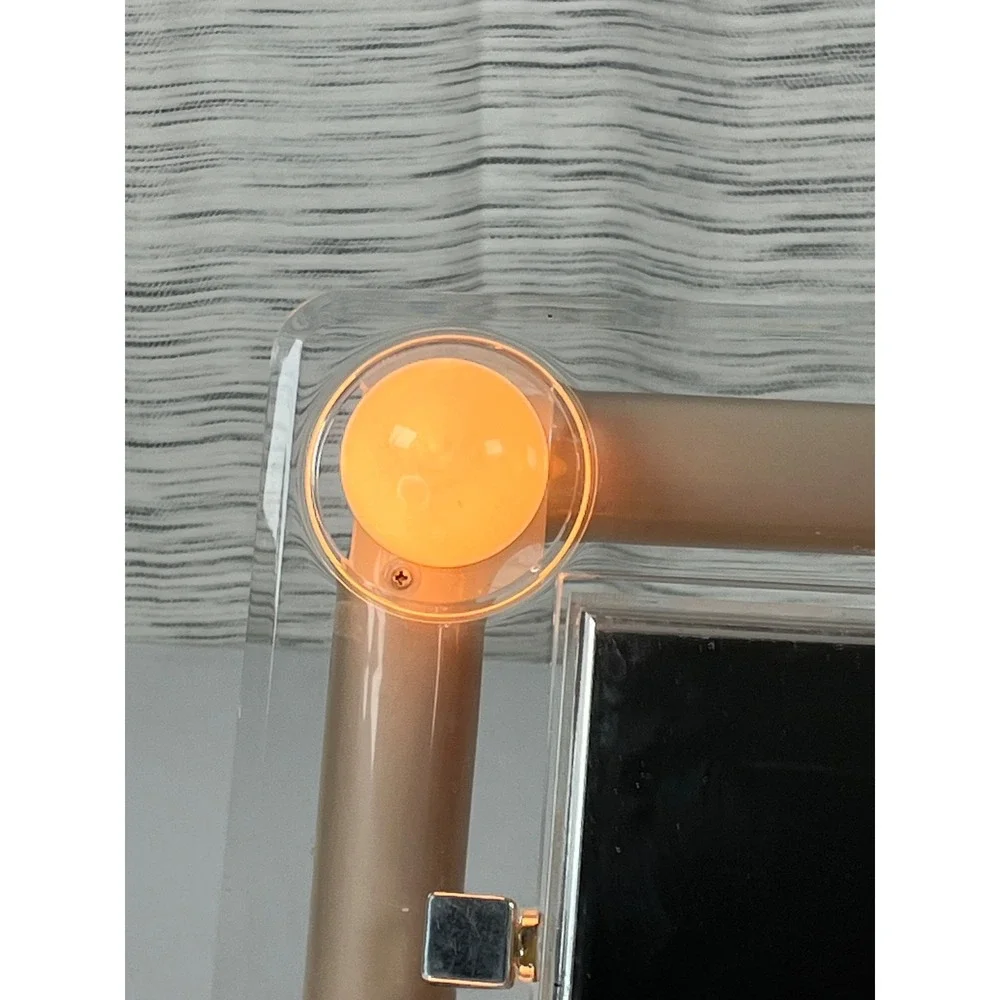 Vintage Sunbeam Lighted Makeup Mirror Clear Acrylic Hollywood Style Vanity Tan
